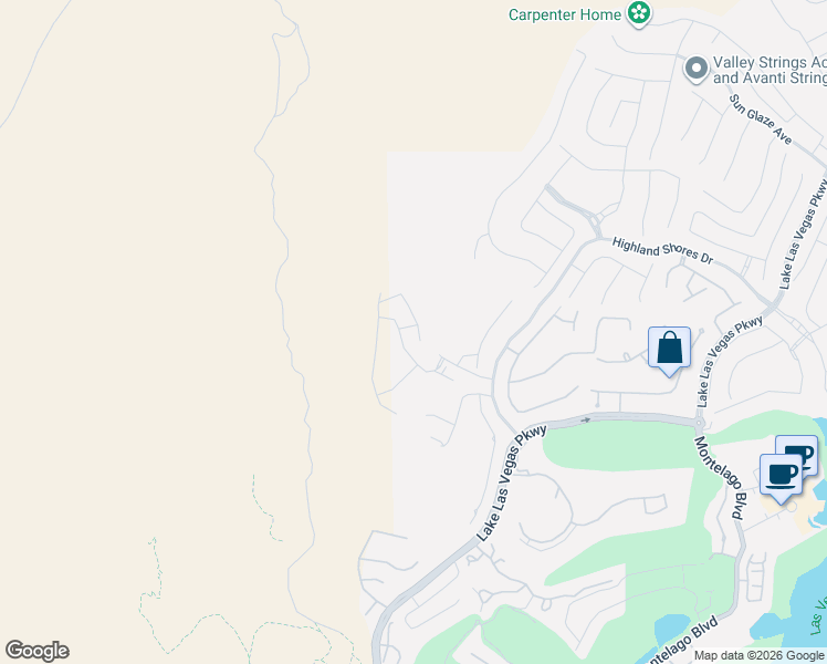 map of restaurants, bars, coffee shops, grocery stores, and more near Lake Las Vegas Parkway in Henderson