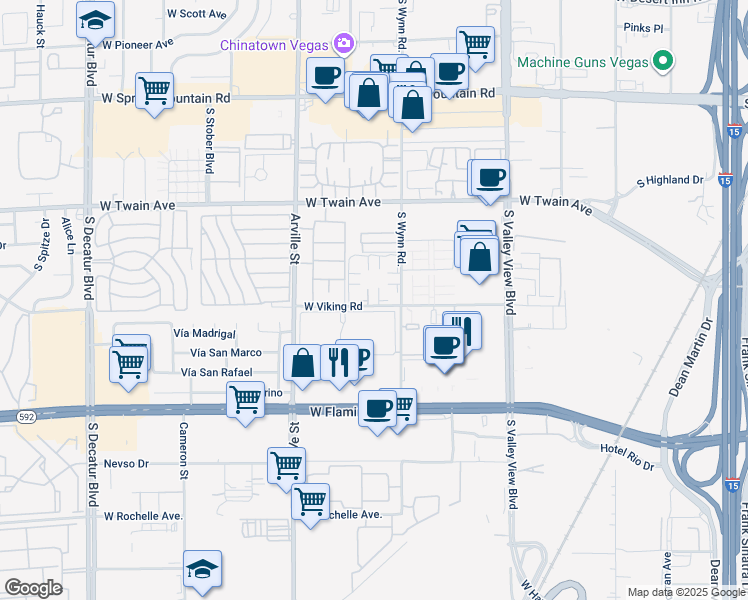 map of restaurants, bars, coffee shops, grocery stores, and more near 3851 South Wynn Road in Las Vegas