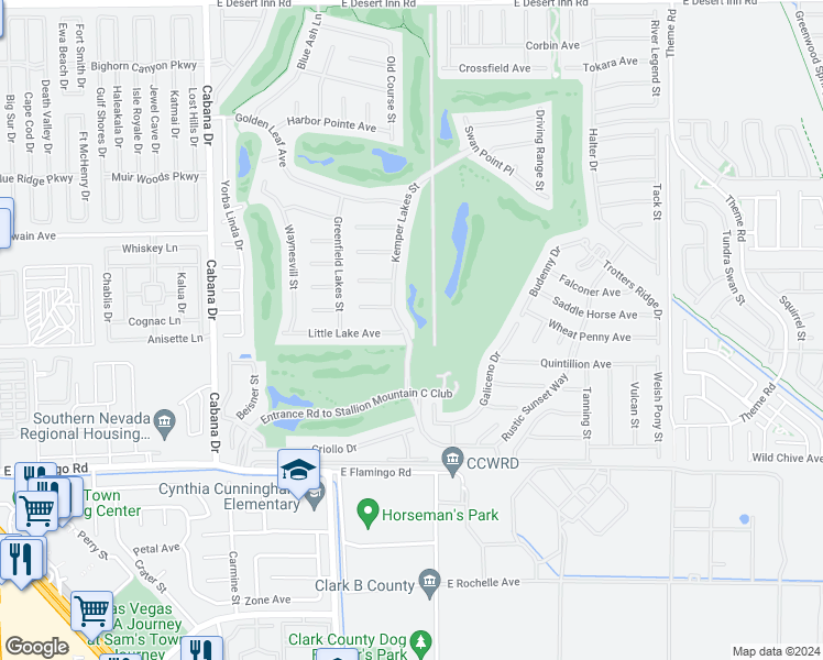 map of restaurants, bars, coffee shops, grocery stores, and more near 3870 Kemper Lakes Street in Las Vegas