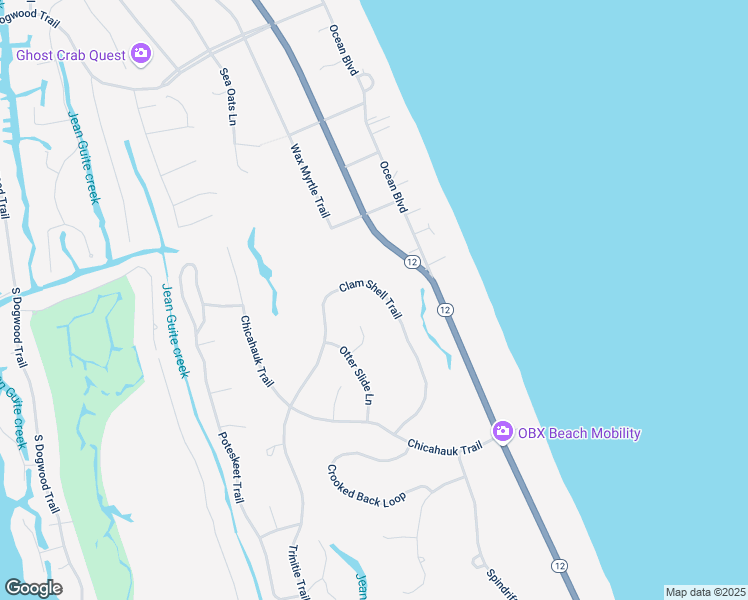 map of restaurants, bars, coffee shops, grocery stores, and more near 141 Clam Shell Trail in Kitty Hawk