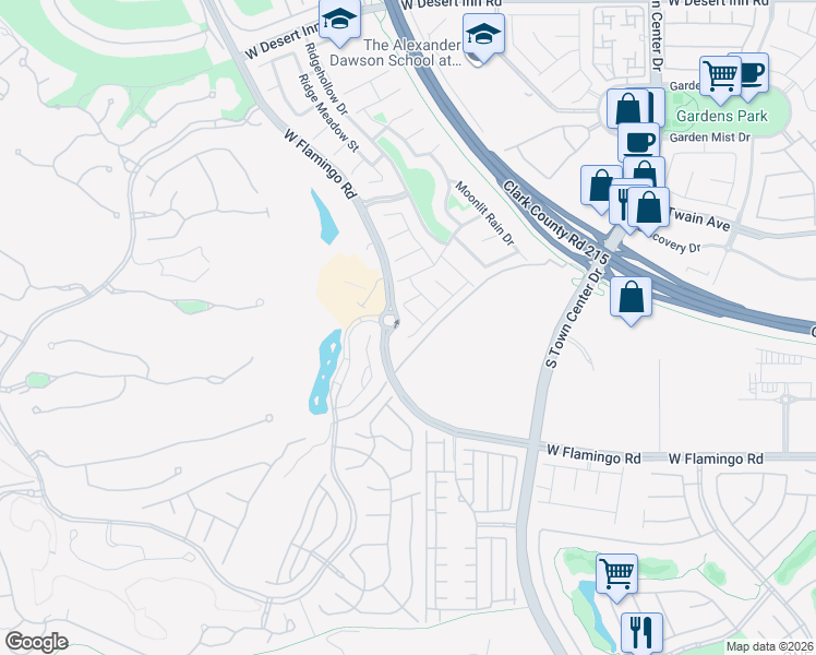 map of restaurants, bars, coffee shops, grocery stores, and more near 11078 Village Crest Lane in Las Vegas