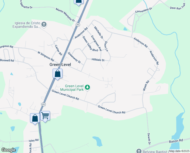 map of restaurants, bars, coffee shops, grocery stores, and more near 2560 East Simpson Road in Burlington