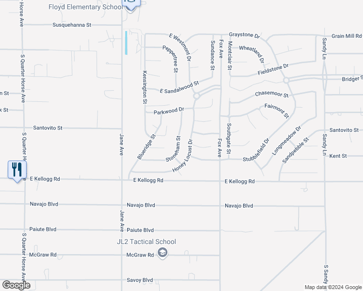 map of restaurants, bars, coffee shops, grocery stores, and more near 4821 Stoneham Street in Pahrump