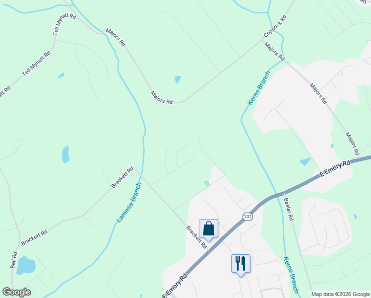 map of restaurants, bars, coffee shops, grocery stores, and more near 6517 Brackett Road in Knoxville
