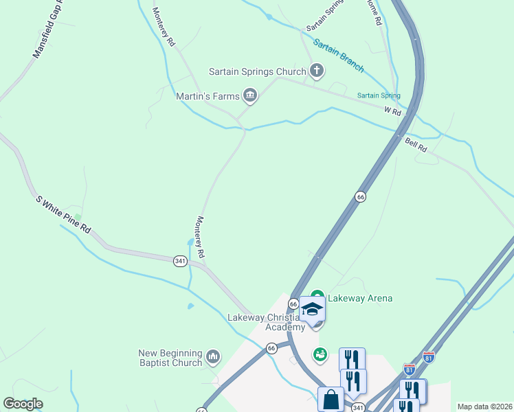 map of restaurants, bars, coffee shops, grocery stores, and more near 2348 Monterey Road in Jefferson County
