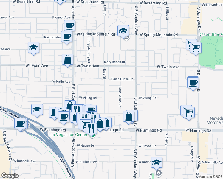 map of restaurants, bars, coffee shops, grocery stores, and more near 9153 Royal Monarch Court in Las Vegas
