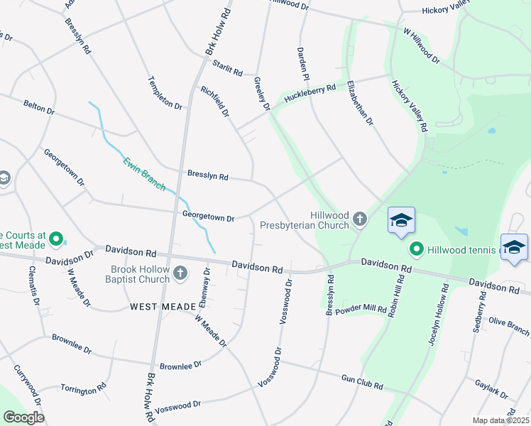 map of restaurants, bars, coffee shops, grocery stores, and more near 505 Georgetown Drive in Nashville