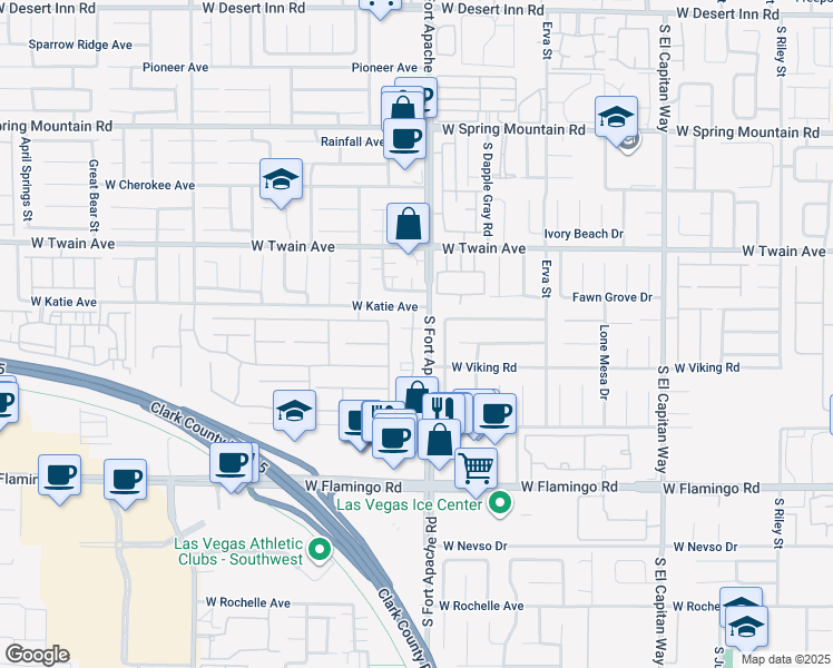 map of restaurants, bars, coffee shops, grocery stores, and more near 3842 Starfield Lane in Las Vegas