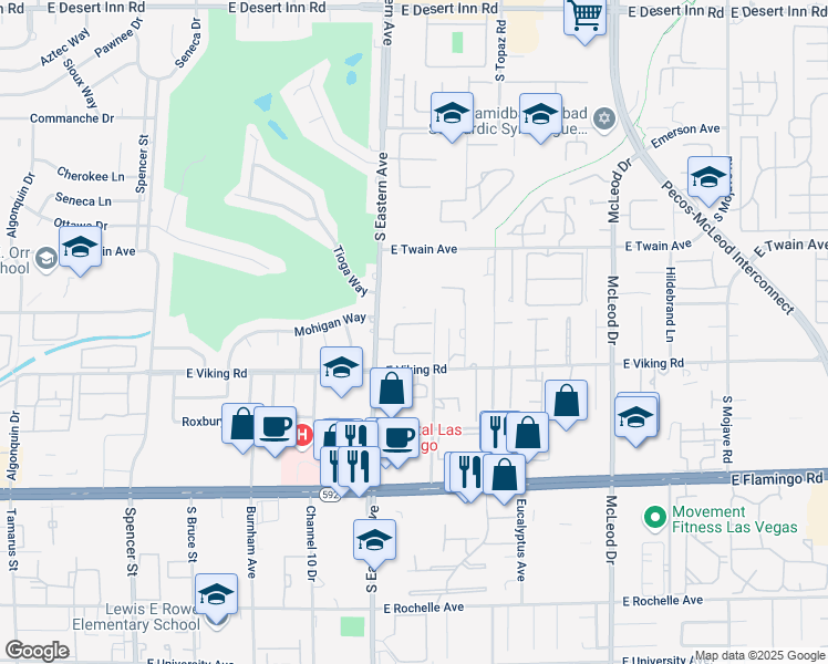 map of restaurants, bars, coffee shops, grocery stores, and more near 2463 Sabado Street in Las Vegas