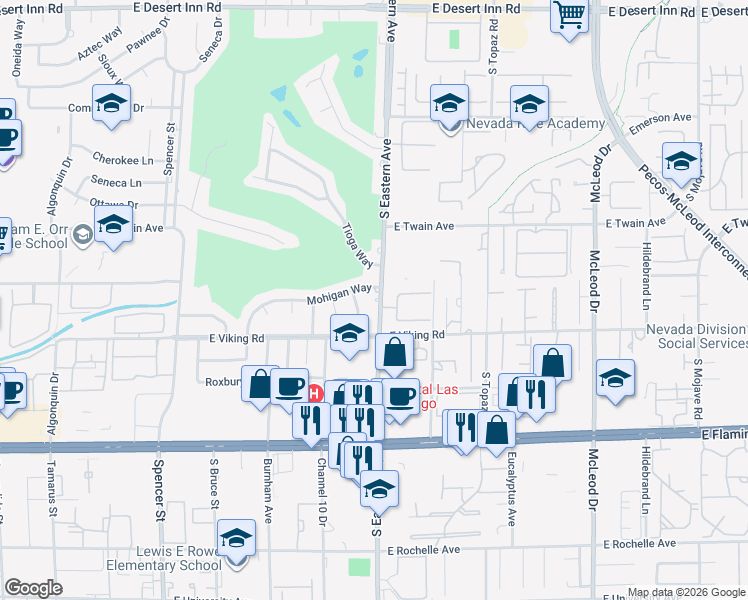 map of restaurants, bars, coffee shops, grocery stores, and more near in Paradise