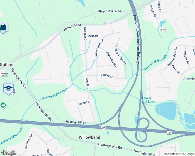 map of restaurants, bars, coffee shops, grocery stores, and more near 2336 Blackburn Road in Kernersville