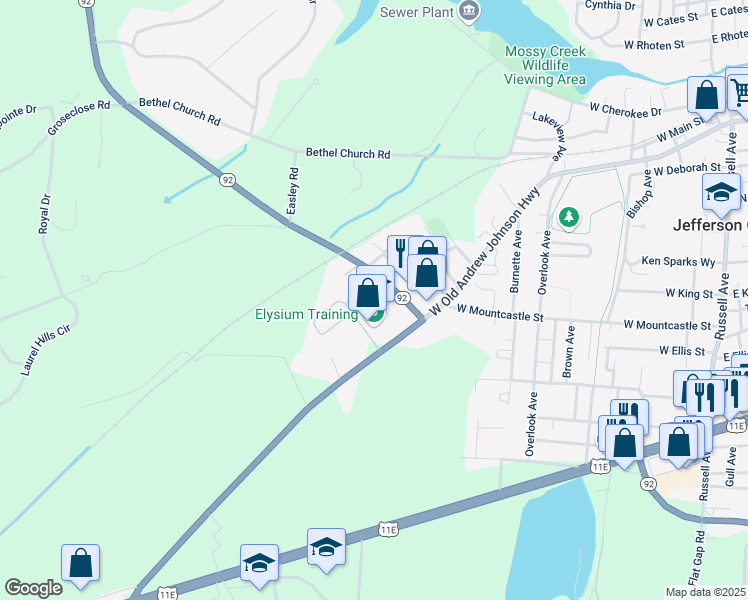 map of restaurants, bars, coffee shops, grocery stores, and more near 226 Rogers Court in Jefferson City