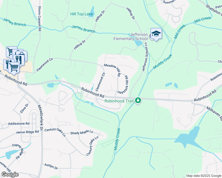 map of restaurants, bars, coffee shops, grocery stores, and more near 125 Valencia Lane in Winston-Salem