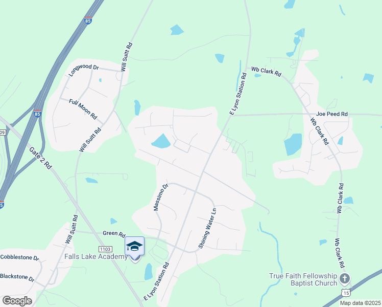 map of restaurants, bars, coffee shops, grocery stores, and more near 2043 Quail Circle in Creedmoor