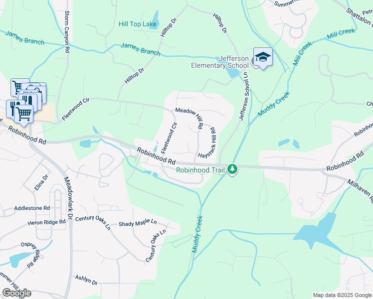 map of restaurants, bars, coffee shops, grocery stores, and more near 125 Valencia Lane in Winston-Salem