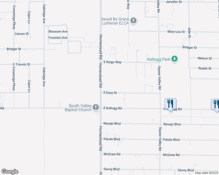 map of restaurants, bars, coffee shops, grocery stores, and more near 3120 East Easy Street in Pahrump
