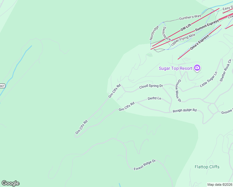 map of restaurants, bars, coffee shops, grocery stores, and more near 100 Cloud Spring Drive in Sugar Mountain