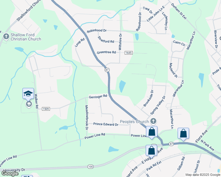 map of restaurants, bars, coffee shops, grocery stores, and more near 519 North Carolina 87 in Burlington