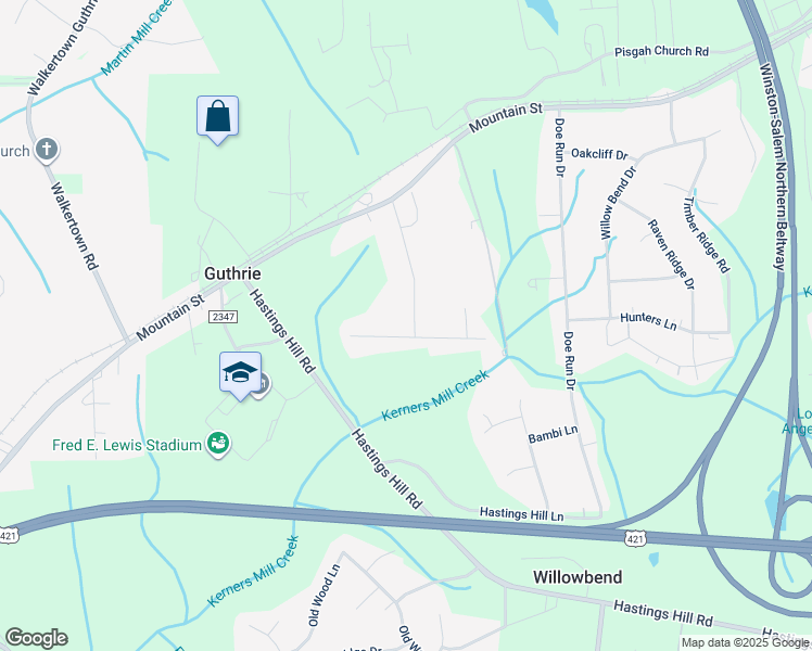 map of restaurants, bars, coffee shops, grocery stores, and more near 606 Asheby Woods Road in Kernersville