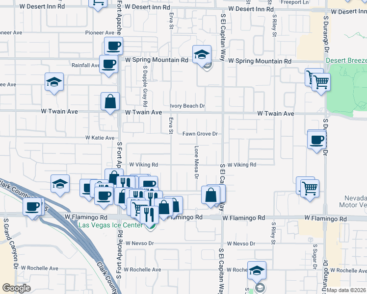 map of restaurants, bars, coffee shops, grocery stores, and more near 9153 Royal Monarch Court in Las Vegas