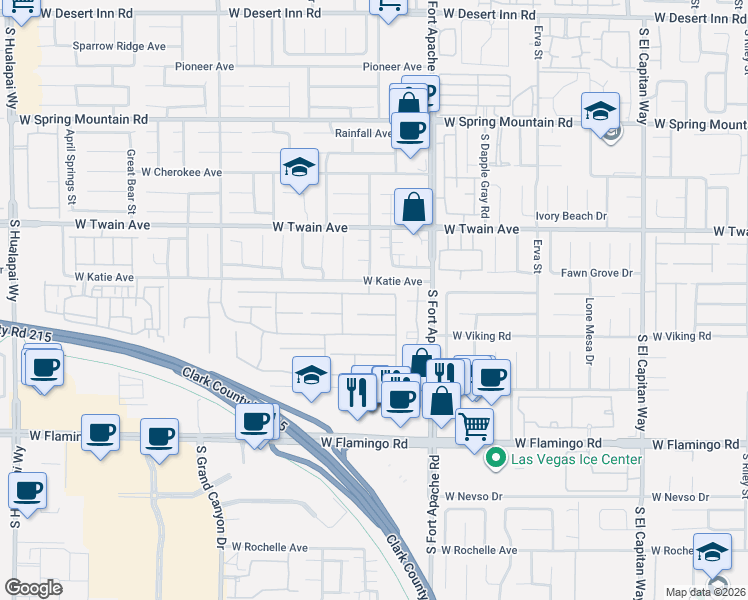 map of restaurants, bars, coffee shops, grocery stores, and more near 9509 Camino Capistrano Lane in Las Vegas