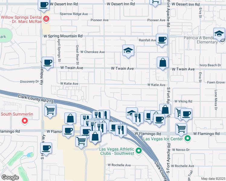 map of restaurants, bars, coffee shops, grocery stores, and more near 9752 Newport Coast Circle in Las Vegas