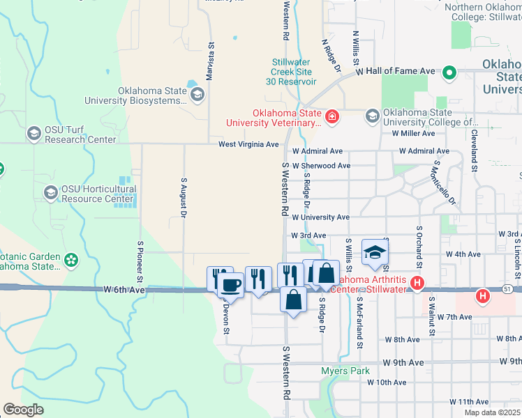 map of restaurants, bars, coffee shops, grocery stores, and more near in Stillwater