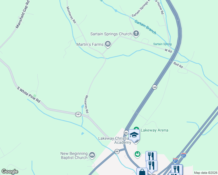 map of restaurants, bars, coffee shops, grocery stores, and more near 2348 Monterey Road in Talbott