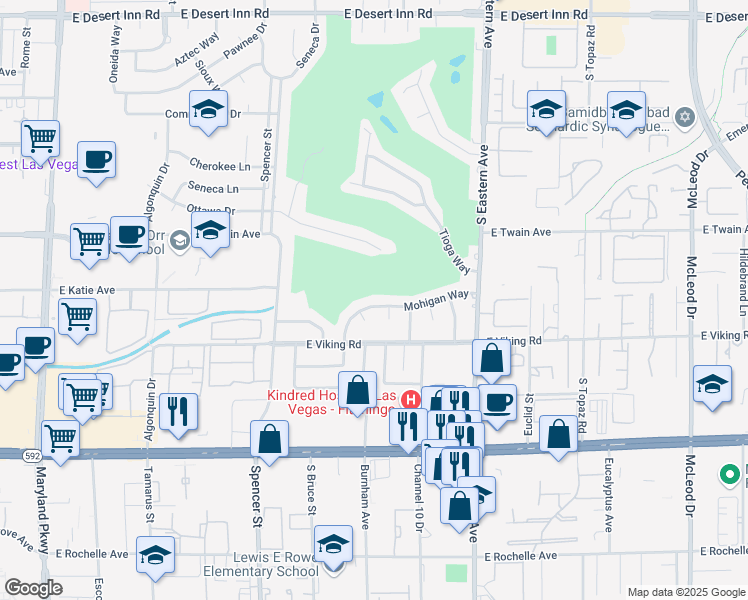 map of restaurants, bars, coffee shops, grocery stores, and more near 2116 Mohigan Way in Las Vegas
