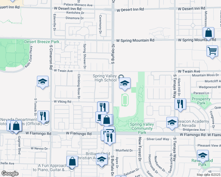 map of restaurants, bars, coffee shops, grocery stores, and more near 3808 Crest Horn Drive in Las Vegas