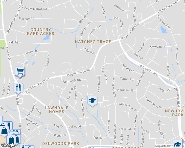 map of restaurants, bars, coffee shops, grocery stores, and more near 3101 Cecil Street in Greensboro