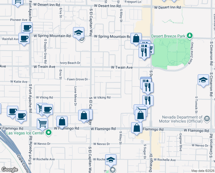 map of restaurants, bars, coffee shops, grocery stores, and more near 8886 Blake Alan Avenue in Las Vegas