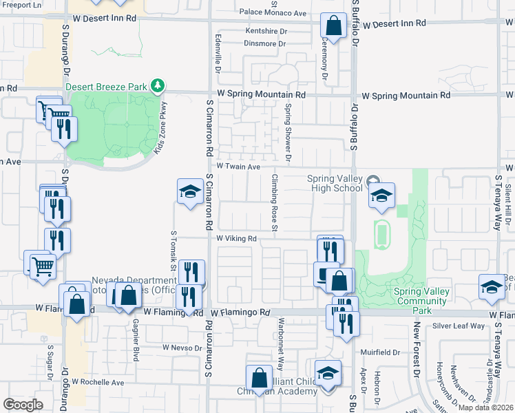 map of restaurants, bars, coffee shops, grocery stores, and more near 8091 Yellow Daisy Avenue in Las Vegas