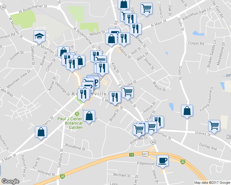 map of restaurants, bars, coffee shops, grocery stores, and more near in Kernersville