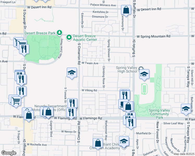 map of restaurants, bars, coffee shops, grocery stores, and more near 8061 Yellow Daisy Avenue in Las Vegas
