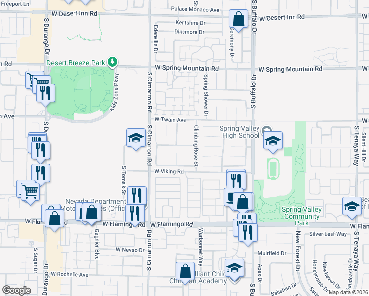 map of restaurants, bars, coffee shops, grocery stores, and more near 8091 Yellow Daisy Avenue in Las Vegas