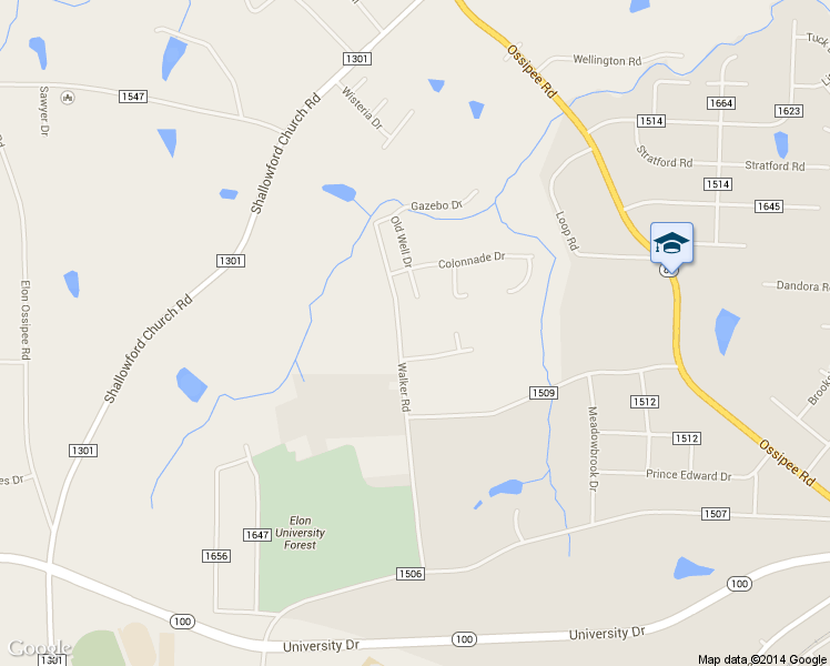 map of restaurants, bars, coffee shops, grocery stores, and more near 775 Walker Rd in Elon