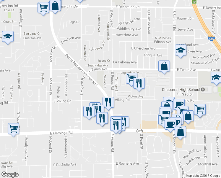 map of restaurants, bars, coffee shops, grocery stores, and more near 3388 Narod Street in Las Vegas