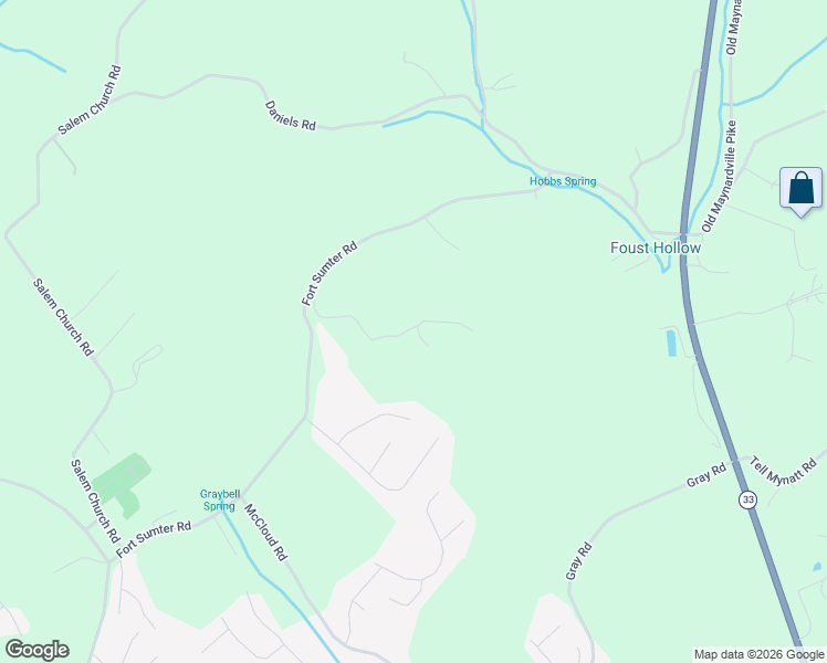 map of restaurants, bars, coffee shops, grocery stores, and more near 5126 Fort Sumter Road in Knoxville