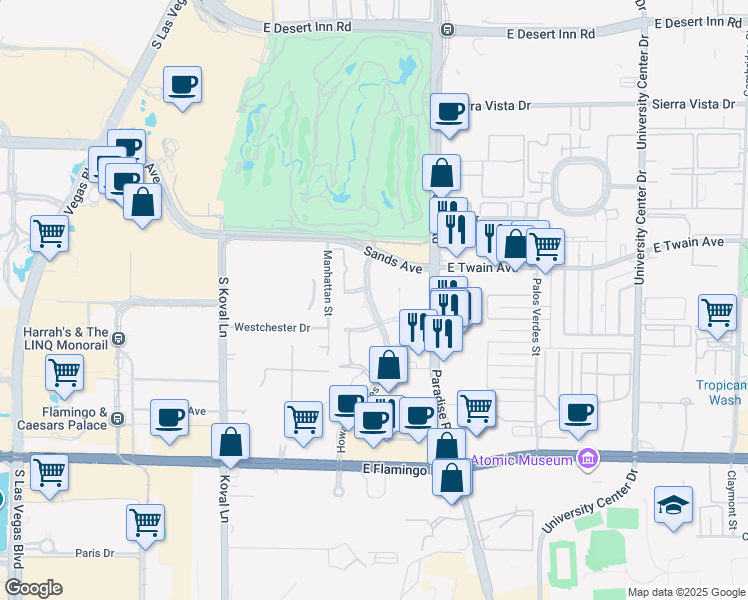 map of restaurants, bars, coffee shops, grocery stores, and more near 3768 Howard Hughes Parkway in Las Vegas