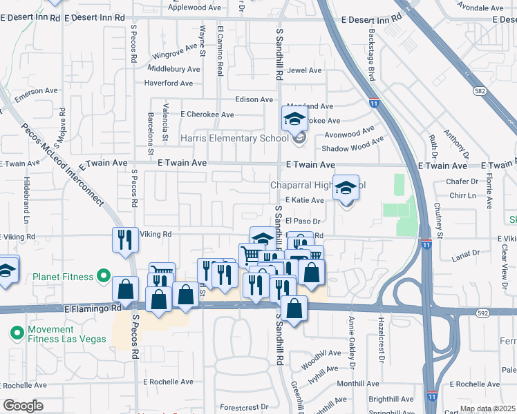 map of restaurants, bars, coffee shops, grocery stores, and more near 3735 Heritage Avenue in Las Vegas