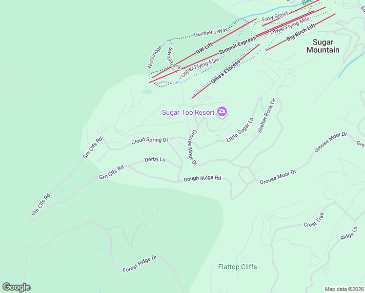 map of restaurants, bars, coffee shops, grocery stores, and more near 303 Sugar Top Drive in Sugar Mountain