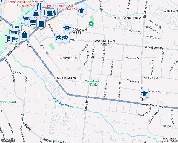 map of restaurants, bars, coffee shops, grocery stores, and more near 901 Estes Road in Nashville