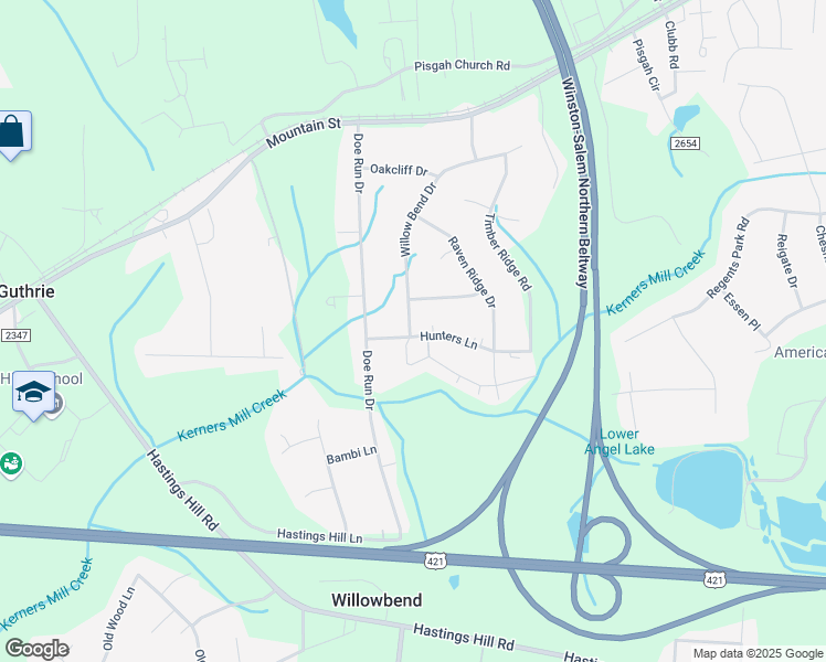 map of restaurants, bars, coffee shops, grocery stores, and more near 2336 Blackburn Road in Kernersville