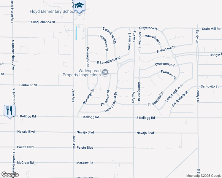 map of restaurants, bars, coffee shops, grocery stores, and more near 4881 Stoneham Street in Pahrump