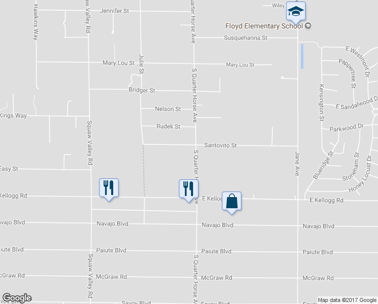 map of restaurants, bars, coffee shops, grocery stores, and more near 6790 South Quarter Horse Avenue in Pahrump