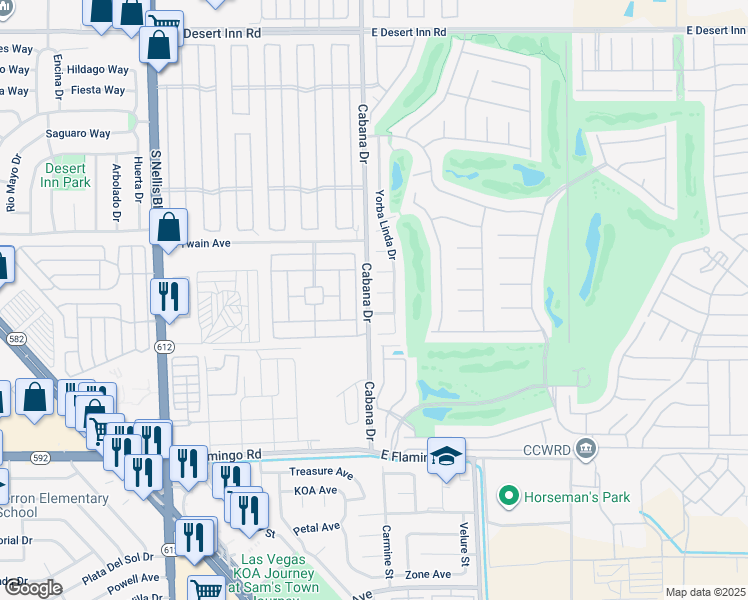 map of restaurants, bars, coffee shops, grocery stores, and more near 5415 Thomaston Court in Las Vegas