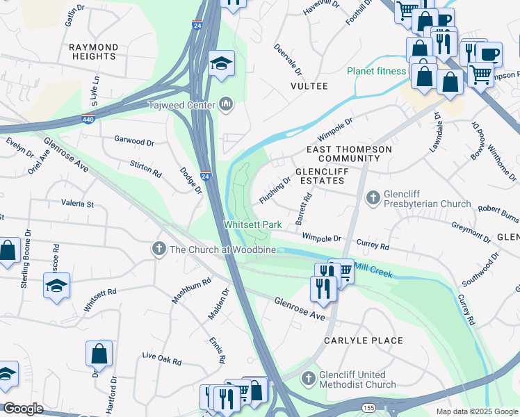 map of restaurants, bars, coffee shops, grocery stores, and more near 378 Wimpole Drive in Nashville