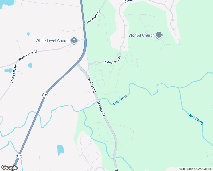map of restaurants, bars, coffee shops, grocery stores, and more near 410 Sam Snead Drive in Mebane