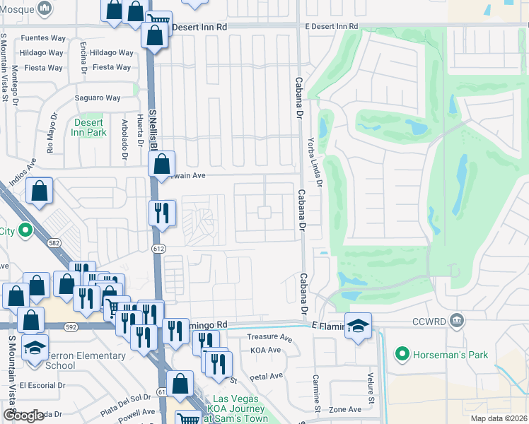 map of restaurants, bars, coffee shops, grocery stores, and more near Scotch Drive in Las Vegas